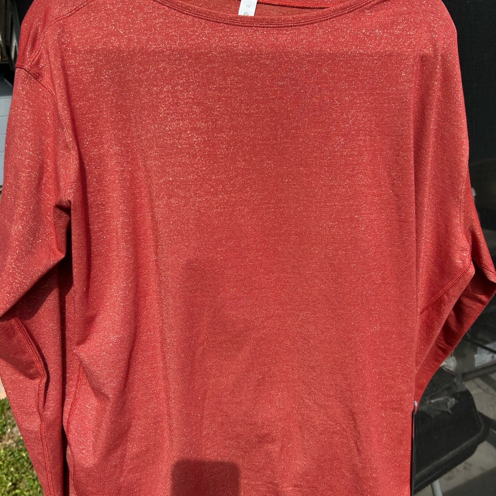 Lululemon Back in Action Shimmering Brick Red Long Sleeve Top